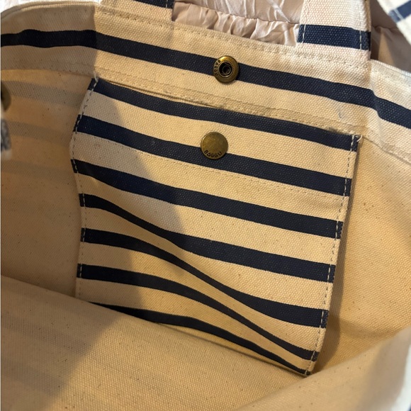 Striped Gold and Navy Tote Bag Baggu x West Elm collab. - Picture 3 of 10